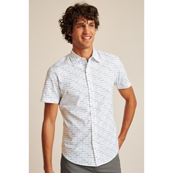 Bonobos Stretch Riviera Short Sleeve Shirt Men's Print Athletic Fit M New 283279